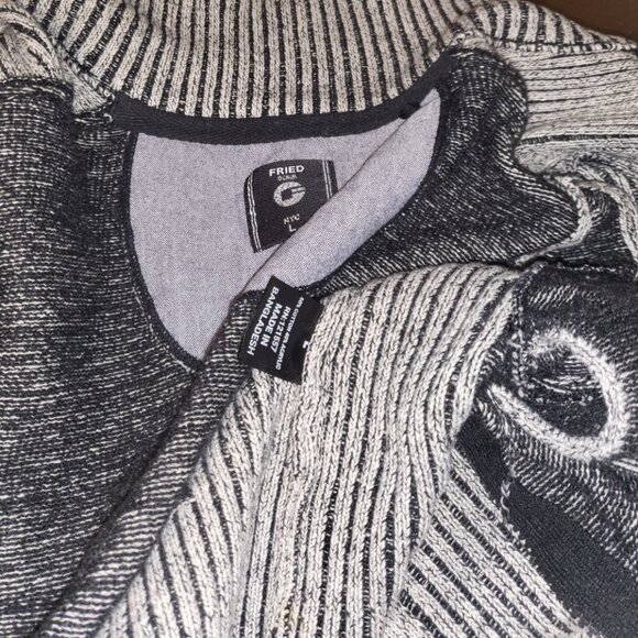 Fried Denim Sweater Jacket Sz L Eclectic Grandpa Cabincore - Picture 3 of 11